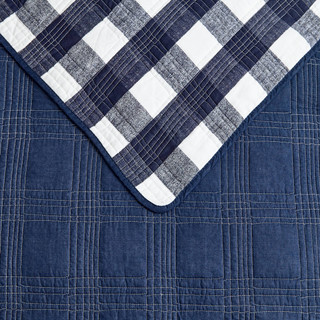 Thumbnail 32: Eddie Bauer Eddie Bauer Lakehouse Plaid 100% Cotton Reversible Quilt Set 