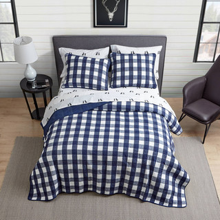Thumbnail 28: Eddie Bauer Eddie Bauer Lakehouse Plaid 100% Cotton Reversible Quilt Set 
