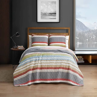 Thumbnail 20: Eddie Bauer Eddie Bauer Salmon Ladder 100% Cotton Reversible Quilt Set 