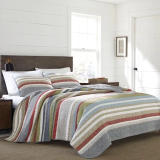 Thumbnail 4: Eddie Bauer Eddie Bauer Salmon Ladder 100% Cotton Reversible Quilt Set 
