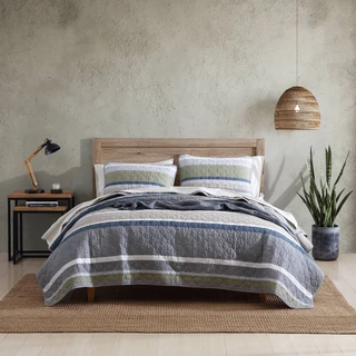Thumbnail 4: Eddie Bauer Eddie Bauer Salmon Ladder 100% Cotton Reversible Quilt Set 