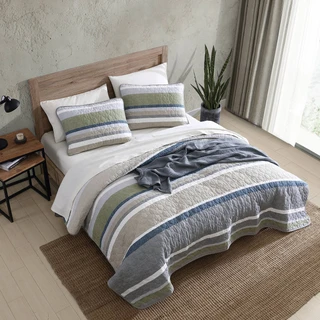 Thumbnail 32: Eddie Bauer Eddie Bauer Salmon Ladder 100% Cotton Reversible Quilt Set 