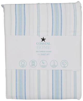 Thumbnail 1: Coastal Home Coastal Home 4 Pc Spiral Stripe Sheet Set 