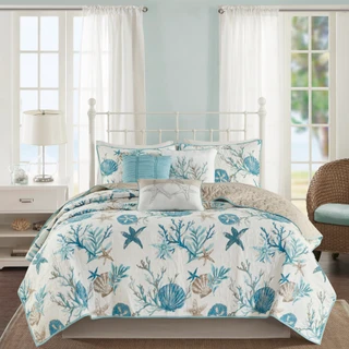 Thumbnail 6: Madison Park Pebble Beach Cotton Sateen Quilt Set with Throw Pillows 