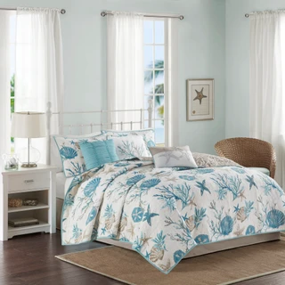 Thumbnail 3: Madison Park Pebble Beach Cotton Sateen Quilt Set with Throw Pillows 