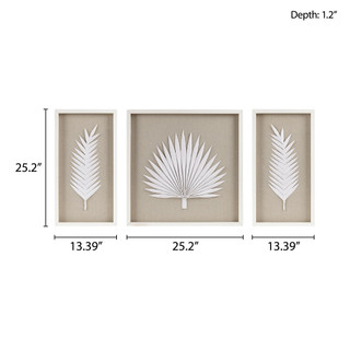 Thumbnail 3: Madison Park Sabal Framed Rice Paper Palm Leaves Shadowbox Wall Decor Set 