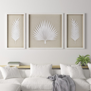 Thumbnail 2: Madison Park Sabal Framed Rice Paper Palm Leaves Shadowbox Wall Decor Set 