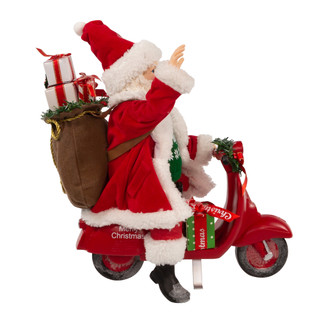 Thumbnail 4: Kurt Adler Kurt Adler 10-Inch Fabriche Santa on Scooter. 