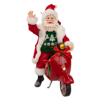 Thumbnail 2: Kurt Adler Kurt Adler 10-Inch Fabriche Santa on Scooter. 