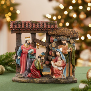 Thumbnail 14: Kurt Adler Kurt Adler 10-Inch Resin Nativity Scene Table Piece. 