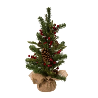 Thumbnail 2: Kurt Adler Kurt Adler 24-inch Red Berries and Pinecones Tree. 
