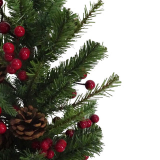 Thumbnail 4: Kurt Adler Kurt Adler 18-Inch PVC Tree With Red Berry,Pinecone & Burlap 