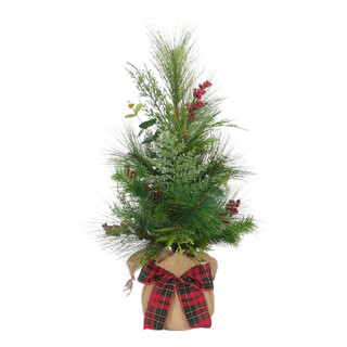Thumbnail 2: Kurt Adler Kurt Adler 24-Inch Berries and Plaid Ribbon Green Tree. 