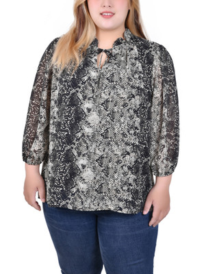 Thumbnail 1: Ny Collection NY Collection Plus 3/4 Sleeve Chiffon Blouse 