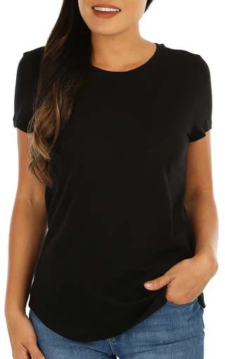 Thumbnail 1: Blue Sol Blue Sol Petite Solid Round Hem Short Sleeve Top 