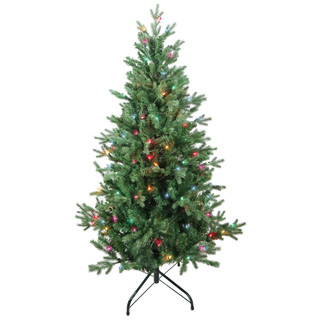 Thumbnail 2: Kurt Adler 4.5-Foot Pre-Lit Multi-Color Incandescent Jackson Pine Tree 