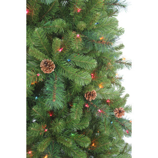 Thumbnail 2: Kurt Adler 7.5-Foot Slim Pre-Lit Multi-Color Burlington Christmas Tree 