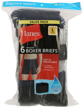 Thumbnail 3: Hanes Hanes Mens 6-Pk. Solid Tagless Boxer Briefs 