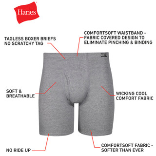 Thumbnail 5: Hanes Hanes Mens 6-Pk. Solid Tagless Boxer Briefs 