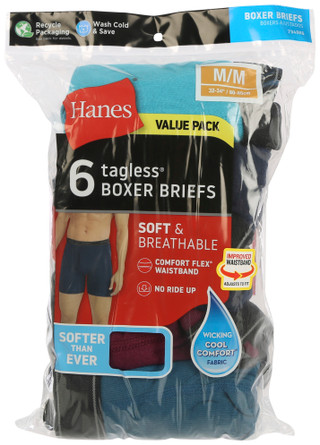 Thumbnail 3: Hanes Hanes Mens 6-Pk. Solid Comfort Flex Boxer Briefs 
