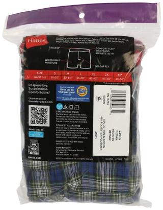 Thumbnail 8: Hanes Hanes Mens 3-Pk. Plaid Tagless Comfort Flex Boxers 