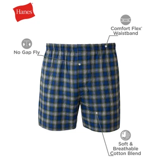 Thumbnail 10: Hanes Hanes Mens 3-Pk. Plaid Tagless Comfort Flex Boxers 