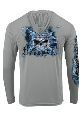 Thumbnail 4: Flying Fisherman Flying Fisherman Pirate Skull Long Sleeve Performance Hoodie 