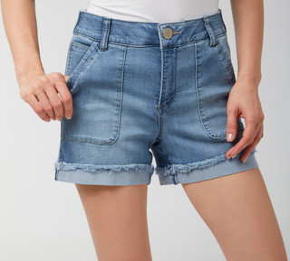 Thumbnail 1: Democracy Democracy Womens 4 in. Abtech Roll Cuff Denim Short 