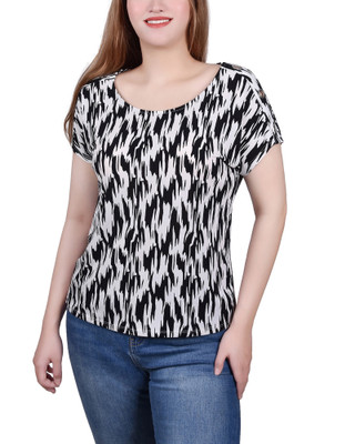 Thumbnail 1: Ny Collection Petite Extended Short Sleeve Tunic Top 