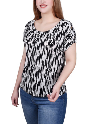 Thumbnail 3: Ny Collection Petite Extended Short Sleeve Tunic Top 