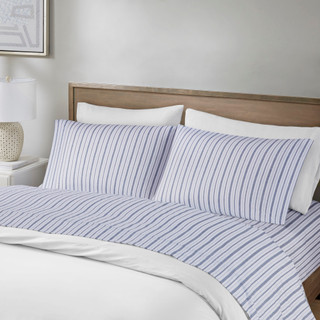 Thumbnail 4: Madison Park Madison Park Essentials Striped Cotton 4 Piece Sheet Set 