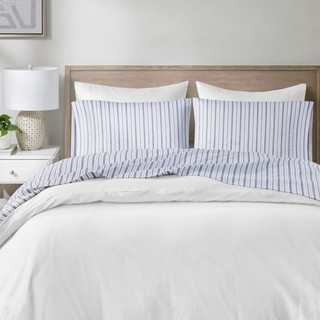 Thumbnail 8: Madison Park Madison Park Essentials Striped Cotton 4 Piece Sheet Set 