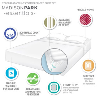 Thumbnail 40: Madison Park Madison Park Essentials Striped Cotton 4 Piece Sheet Set 