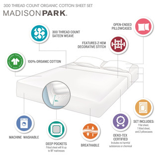 Thumbnail 30: Madison Park Madison Park Deep Pocket Organic Cotton 4 Piece Sheet Set 