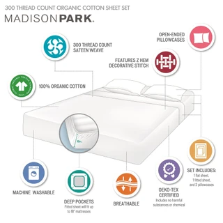 Thumbnail 30: Madison Park Madison Park Deep Pocket Organic Cotton 4 Piece Sheet Set 