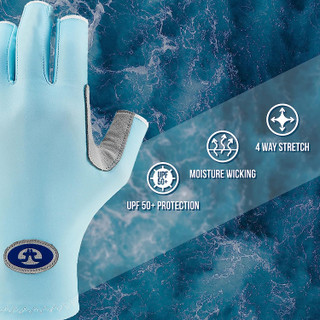 Thumbnail 6: Flying Fisherman Flying Fisherman Sunbandit Bahama Blue Fishing Gloves 