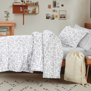 Thumbnail 8: IENJOY HOME 8 Piece Light Gray Patterned Comforter Dorm Set Bundle 