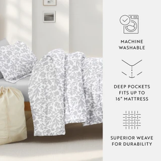 Thumbnail 16: IENJOY HOME 8 Piece Light Gray Patterned Comforter Dorm Set Bundle 