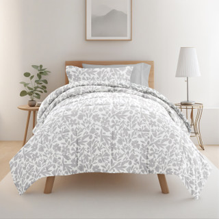 Thumbnail 2: IENJOY HOME 8 Piece Light Gray Patterned Comforter Dorm Set Bundle 