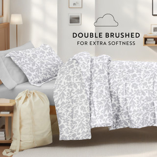 Thumbnail 14: IENJOY HOME 8 Piece Light Gray Patterned Comforter Dorm Set Bundle 