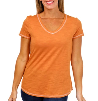 Thumbnail 1: Blue Sol Blue Sol Womens Solid Luxey Short Sleeve V-Neck Top 