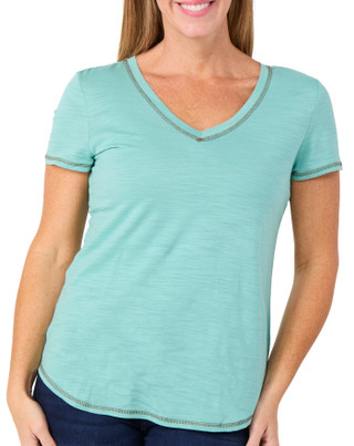 Thumbnail 1: Blue Sol Blue Sol Womens Solid Luxey Short Sleeve V-Neck Top 