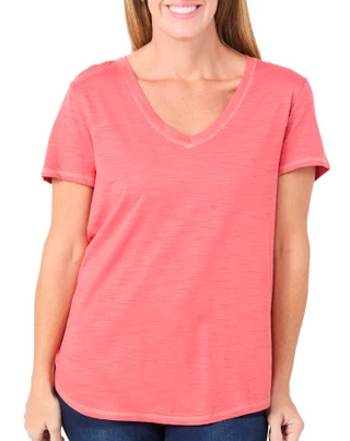 Thumbnail 1: Blue Sol Blue Sol Womens Solid Luxey Short Sleeve V-Neck Top 