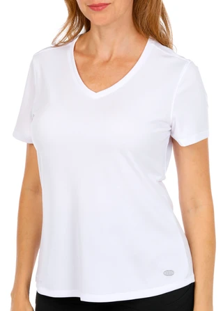 Thumbnail 1: REEL LEGENDS Reel Legends Womens Solid Freeline V-Neck Short Sleeve Top 