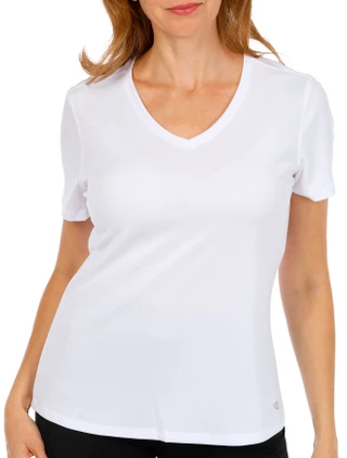 Thumbnail 5: REEL LEGENDS Reel Legends Womens Solid Freeline V-Neck Short Sleeve Top 
