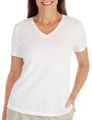 Thumbnail 2: REEL LEGENDS Reel Legends Womens Solid Freeline V-Neck Short Sleeve Top 