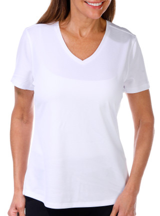 Thumbnail 5: REEL LEGENDS Reel Legends Womens Solid Freeline V-Neck Short Sleeve Top 