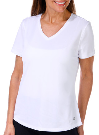 Thumbnail 2: REEL LEGENDS Reel Legends Womens Solid Freeline V-Neck Short Sleeve Top 