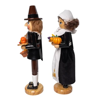 Thumbnail 10: Kurt Adler 15 in. Pilgrim Nutcrackers 2-Piece Set Grateful Patch 