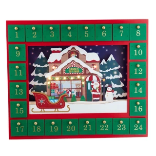 Thumbnail 1: Kurt Adler Kurt Adler 14.3-Inch Pre-Lit Santa Toy Shop Advent Calender 